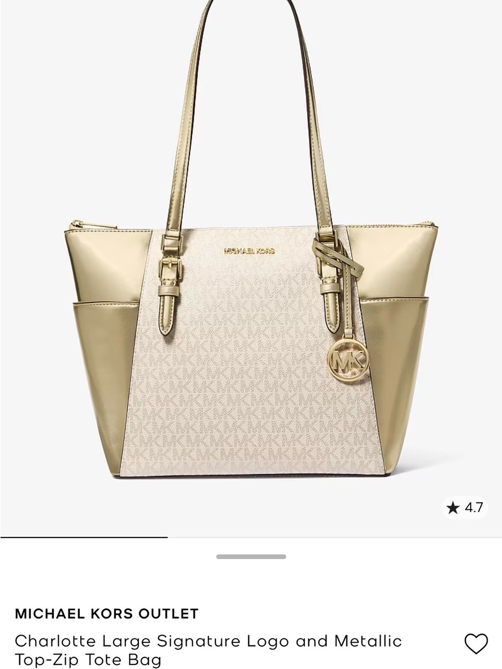 Michael Kors Metallic Gold and Cream Signature Tote